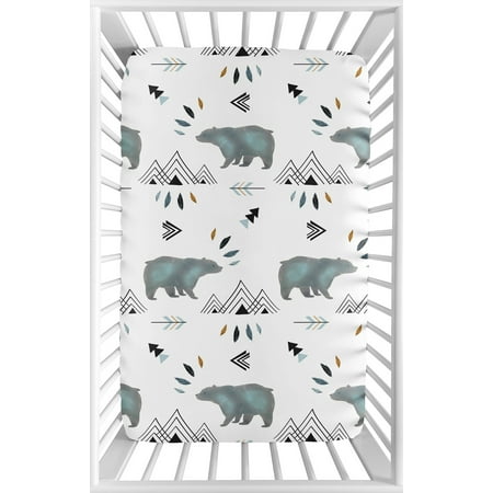 UPC: 0846480057345 | Bear Mountain Mini Fitted Crib Sheet by Sweet Jojo Designs – For Mini Crib or Pack and Play ONLY