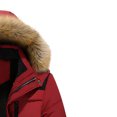 thumbnail image 3 of Leesechin Mens Faux Fur Coats Stand-up Collar Winter Big and Tall Padded Cotton Jacket Red 2XL, 3 of 4