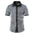 thumbnail image 2 of YLSDY Men's Short Sleeve Glitter Dress Shirt Shiny Party Clubwear Gold Button Down Shirts Streetwear Slim Fit Disco Dancing Shirt Silver XXL, 2 of 8