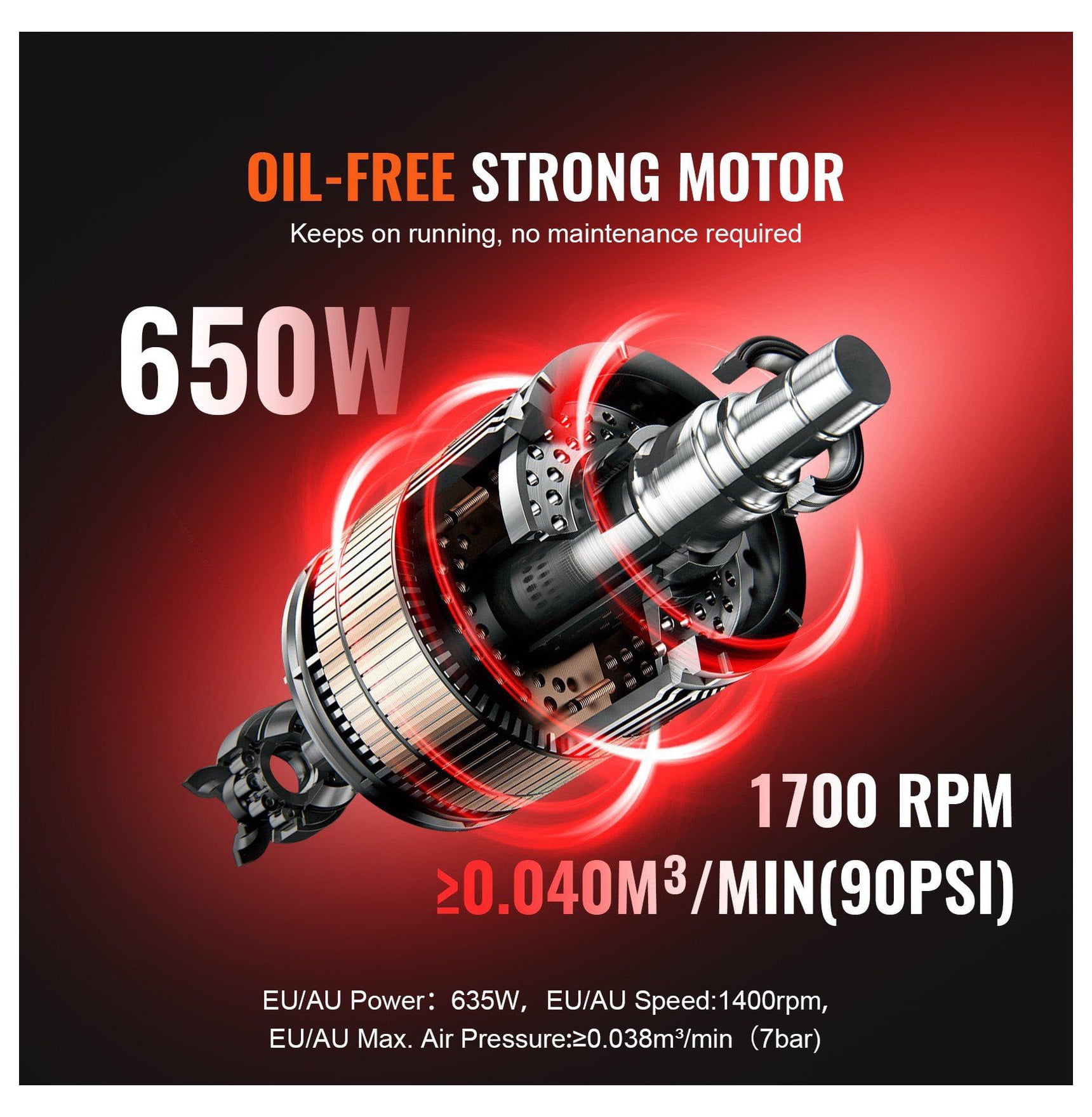 Air Compressor, 1 Gallon 90PSI Portable Oil-Free Compressor, Compact Horizontal Electric Air Compressor for Nailing, Painting, Tire Inflation, 120V