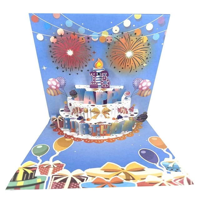 Under 10 Greeting Card Wind Birthday Cake Music Lighting 3D Three Greeting Card High End Creative Effect Sound Card