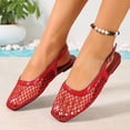 thumbnail image 5 of Lenago Mesh Ballet Flats for Women Adjustable Strap Mary Jane Flats Casual Office Shoes Trendy Summer Fashion Dressy Ballerina Flat Shoes for Dressy Red Size-6.5, 5 of 9