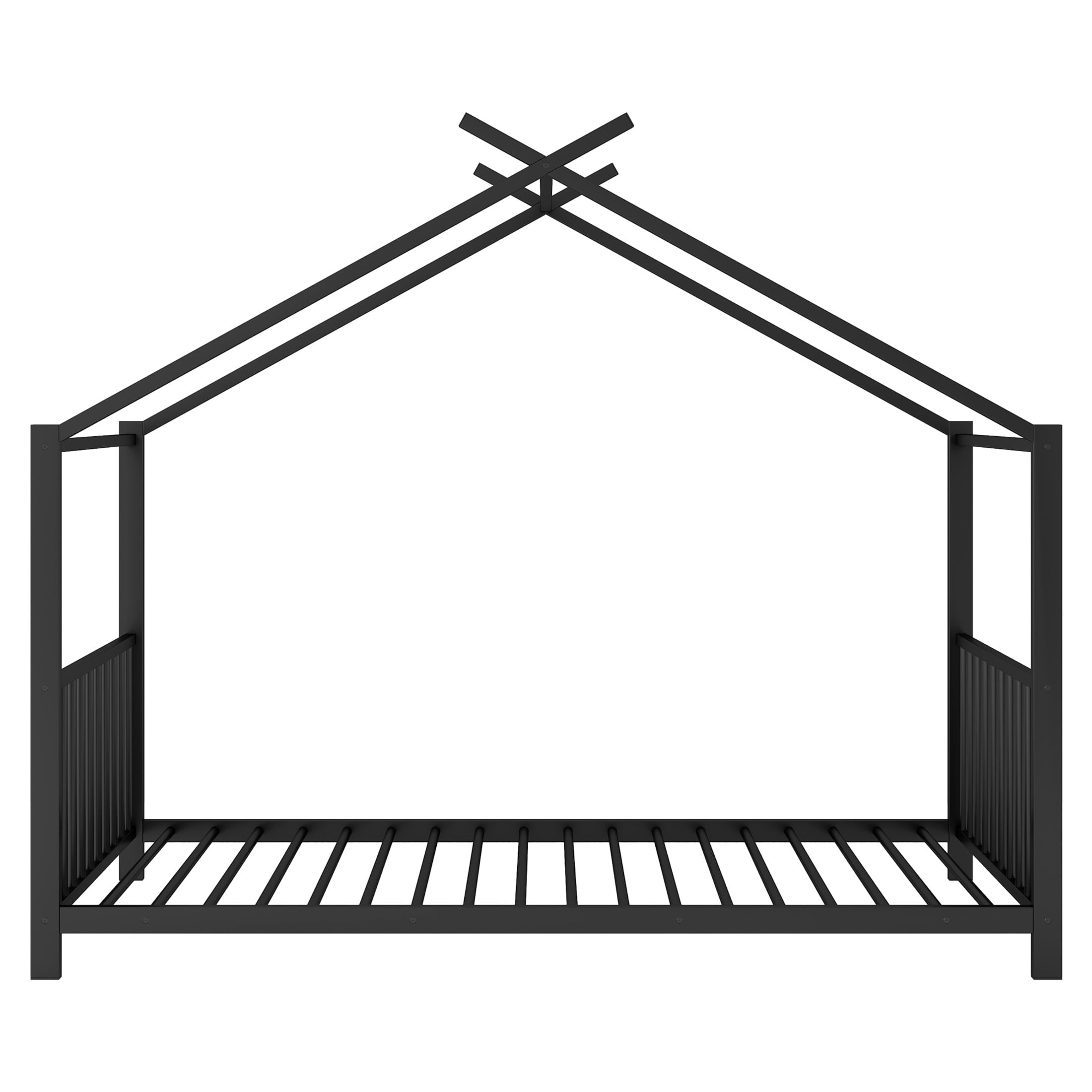 Noble House Ella Twin Metal House Bed, Modern Minimalist Playhouse Bed Frame with Wood Slats, for Kids, Black