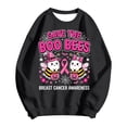 thumbnail image 2 of Breast Cancer Awareness Halloween Sweatshirts for Women Loose Crewneck Save The Boo Bees Graphic Sweatshirt Pullover Tops, 2 of 5
