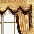 thumbnail image 4 of Elegant Velvet Waterfall Valance with Bead Tassels, 1-Piece, Rod Pocket & Velcro Install Decorative Top Header, Coffee & Gold, 4 of 5