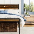 thumbnail image 7 of Vintage Brown Queen Bed - Solid Metal Structure, Headboard With Led & Storage, Easy To Install Size Frame Storage , Noise , Assembly,, 7 of 7