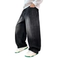 thumbnail image 3 of MKOSPLRT Distressed Jeans for Boy Elastic Waist Baggy Straight Wide Leg Denim Pants Vintage Washed Streetwear Jean with Pocket 7-17 Years, 3 of 9