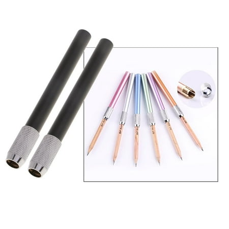 2x Metal Pencil Extender Sketch Pencils Lengthening Device Pencils Set Caps