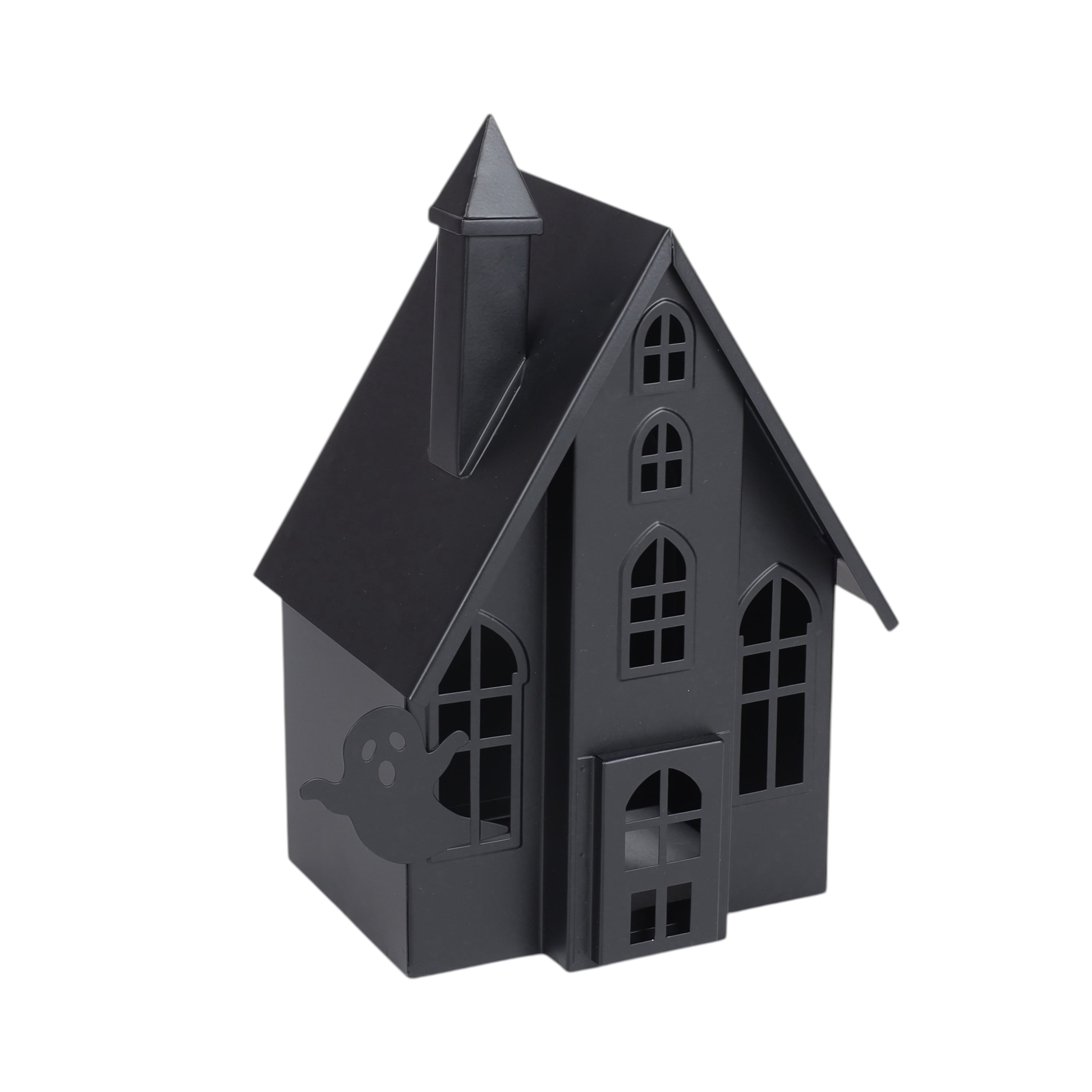 Metal Haunted House Decoration, Black, 12.6", Halloween by Way To Celebrate