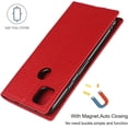 thumbnail image 6 of Pixel 4a Genuine Cowhide Leather Wallet Case,Headset Winder,Flip Folio Magnetic Closure,Card Slots,Kickstand,Cash Pockets Wrist Strap Case for Google Pixel 4a,5.81" (4G Version),Red, 6 of 16