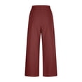 thumbnail image 5 of LEKWK Women's Wide Leg Linen Pants Drawstring Elastic Waist Casual Loose Trousers Breathable Summer Beach Wear Soft Button Pockets Daily Vacation Outfits, 5 of 7