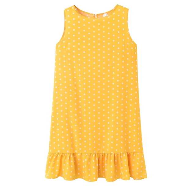 Qarigey Vestido de mujer sin mangas chaleco de punto con volantes cuello cuello vestido suelto Vestidos Amarillo XXL