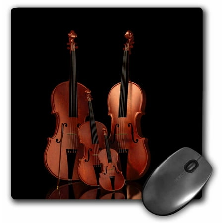 3dRose String instruments violin, bass and cello, Mouse Pad, 8 by 8 inches
