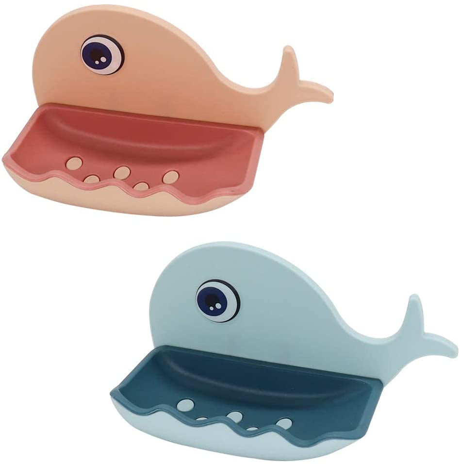 Whale Soap Dish Holder Box Bathroom Shower Water Draining Plate Tray Home Decor 