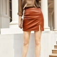 thumbnail image 1 of Idoravan Women's Basic Versatile Skirt Clearance Womens Sexy Split Skirt Slim Elastic Leather Skirt Skirt, 1 of 6