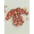 thumbnail image 3 of Seyurigaoka Baby Girls Spring Clothes Set Infant Daisy Print Long Sleeve Crew Neck Tops + Elastic Waist Shorts 2Pcs Suit, 3 of 8