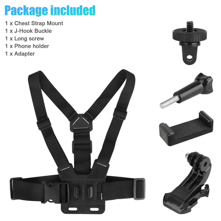 Chest Strap Harness Mount, EEEkit Cellphone Selfie Chest Mount w/Phone Holder J-Hook Screw Adaptor Compatible with GoPro Hero 9/8/7 Session, DJI Osmo