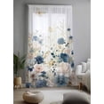 thumbnail image 2 of Sheer Curtains 84 Inches Long, Navy Blue Spring Floral Semi Sheer Curtains Light Filtering Window Treatment, Elegant Pastoral Flowers Watercolor Privacy Voile Drapes for Living Room 52x84 Inch, 2 of 7