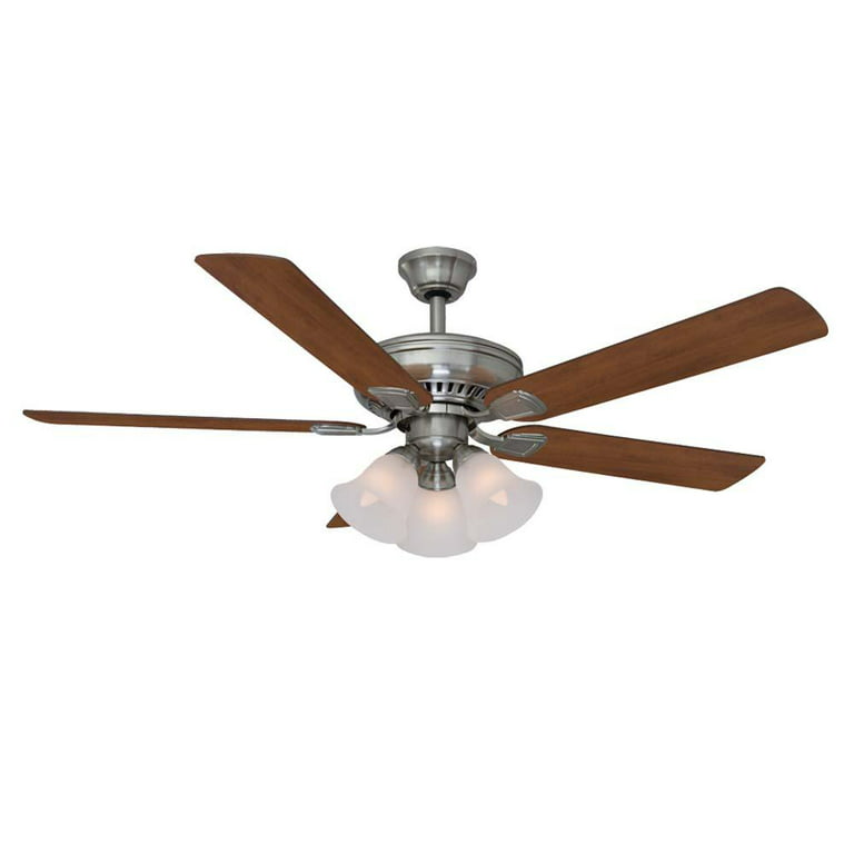 Hampton Bay Campbell 52 In Led Indoor Brushed Nickel Ceiling Fan With Light Kit And Remote Control Com
