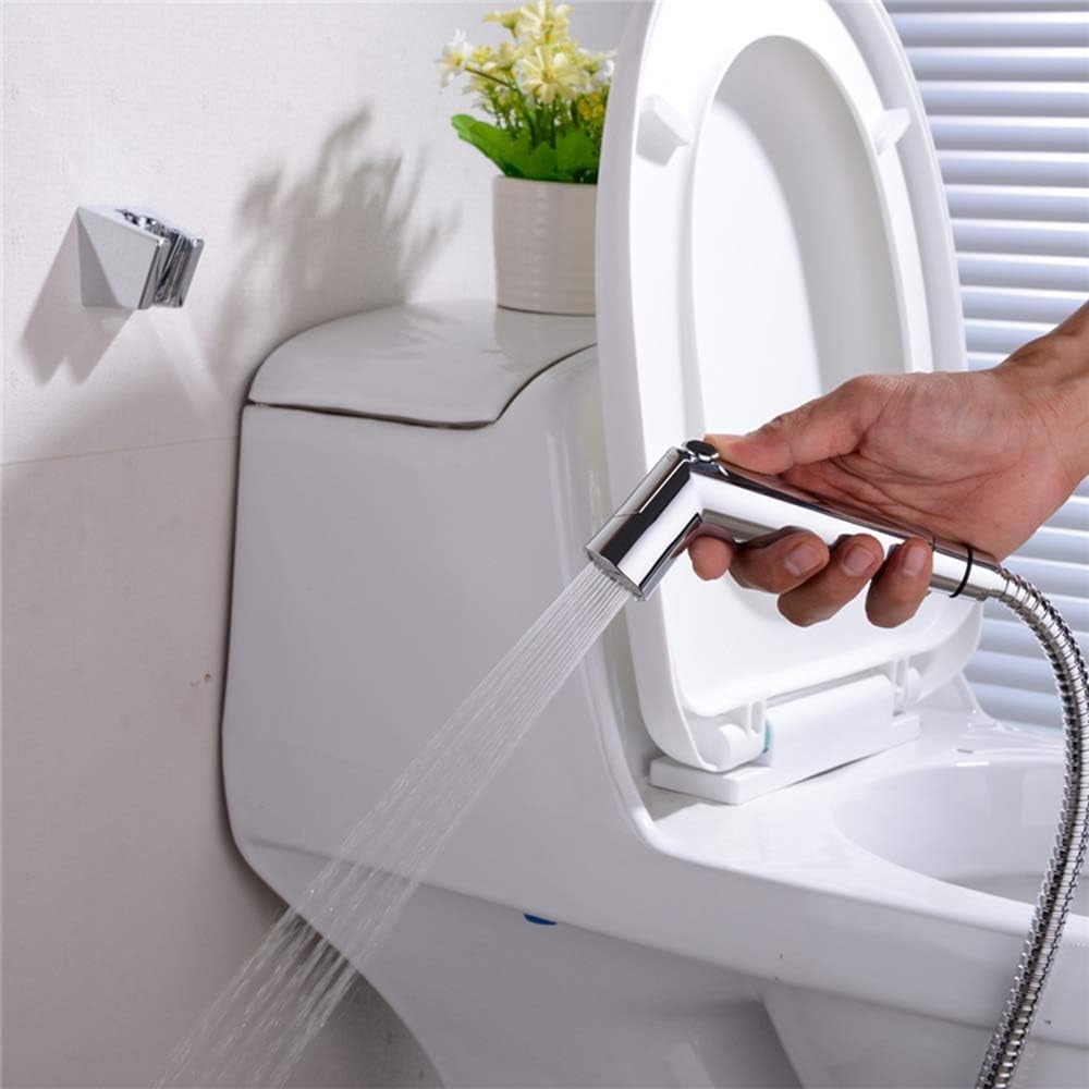 Bidet Sprayer with Cold Water Brass Portable Cloth Diaper Washer Shower Sprayer Set Wall Mounted Single Handle Bathroom Shower Bidet Tap for Personal Hygiene, Pet Bath,Brushed Nickel