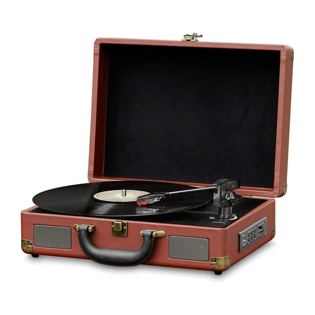 Pyle Mallette Bluetooth 3 Vitesses Style Platine avec Vinyle pour MP3, Marron