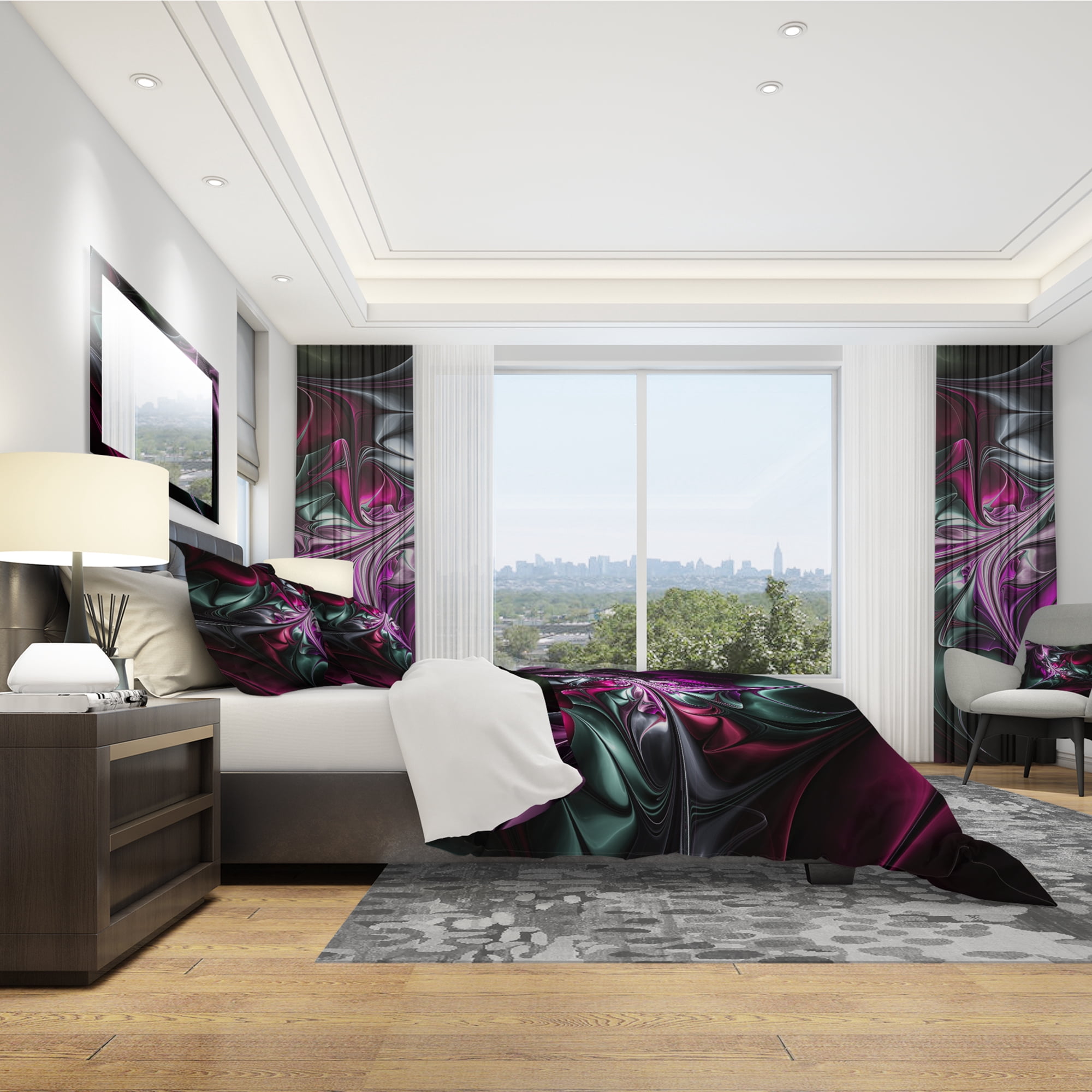 Designart 'Multicolored Abstract Floral Shapes' Traditional Duvet Cover Set