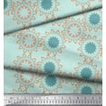thumbnail image 2 of Soimoi Green Velvet Fabric Sun Mandala Printed Fabric 1 Yard 58 Inch Wide, 2 of 5
