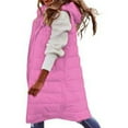 thumbnail image 4 of Women's Hooded Sleeveless Puffer Vest, Long Quilted Winter Coat, Lightweight Warm Vest, Casual Outdoor Wear, Mid-Length Down Vest Hot Pink XXXXL, 4 of 6