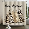 thumbnail image 4 of Leopard Christmas Tree Shower Curtain Winter Pine Tree Snowflake Shower Curtain for Holiday Farmhouse Bathtub Bathroom Decor 72x72 Inch Waterproof Polyester Fabric with Hooks, 4 of 6