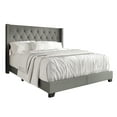 thumbnail image 6 of Castle Place Nailhead Trim Wingback Linen Upholstered Bed, Light Grey, Queen, 6 of 16
