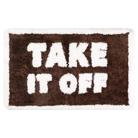 REGALWOVEN Cute Letter Bathroom Mat, Soft Non Slip Absorbent Bath Rug Machine Washable Brown 20" x 32"