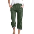 thumbnail image 3 of TaTaai Womens Casual Stripe Pants Cotton Linen Blend 7/8 Length Drawstring Waist Loose Fit Capri Trousers for Spring Summer Daily Wear Gift, 3 of 9