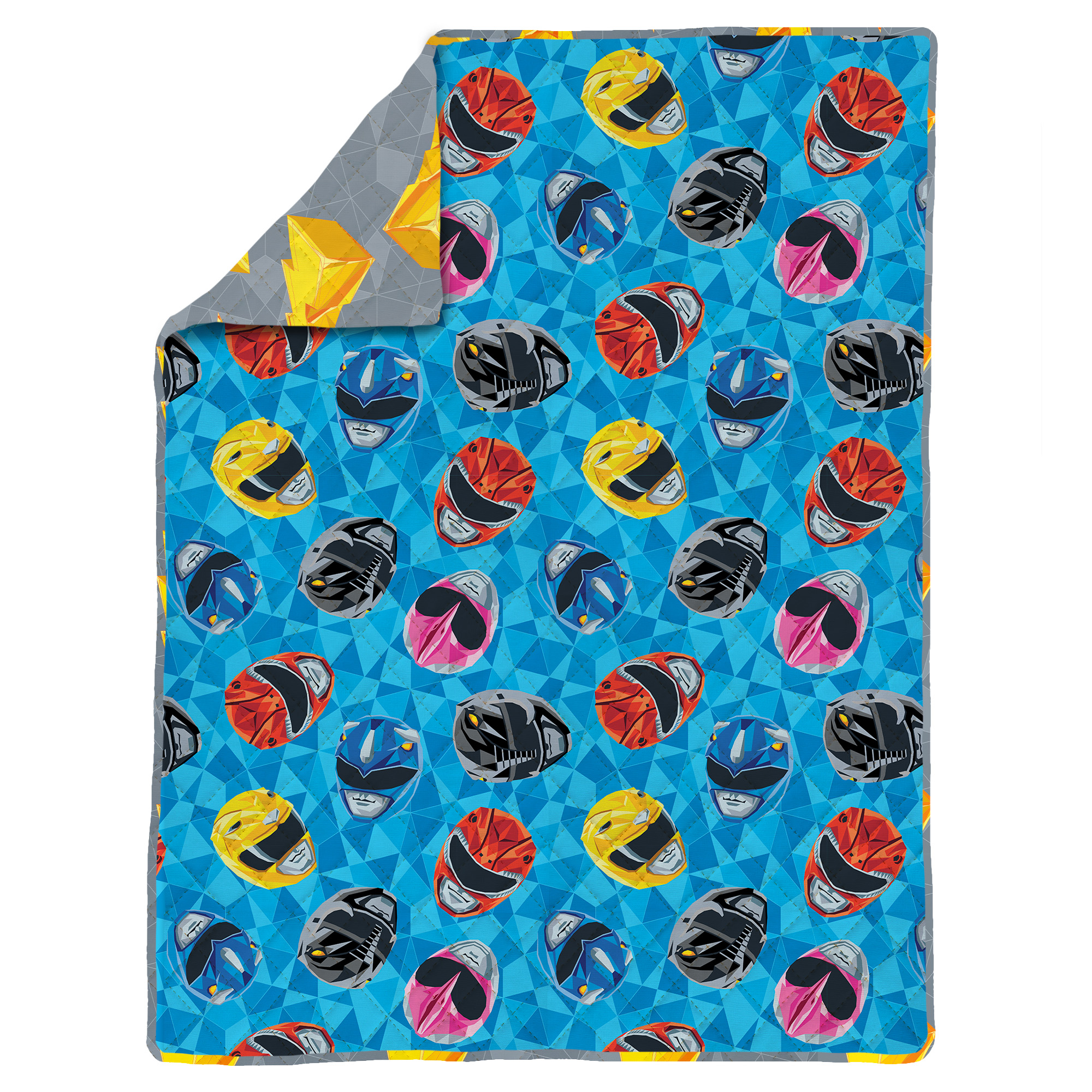 Power Rangers Geo Power Twin/Full Quilted Blanket 60x90 inches, Kids Character Bedding