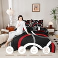 thumbnail image 4 of Manfei Black Red Circle Queen Comforter Set,Aesthetic Minimalist Comforter Sets Queen, Black Reversible 3-Piece, 1 Comforter and 2 Pillowcases, 4 of 6