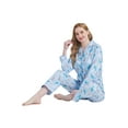 thumbnail image 2 of GLOBAL Conjunto de Pijama y Ropa de Descanso de Algodón para Mujer, Top de Manga Larga con Botones y Pantalones con Cintura Elástica y Cordón, Pijamas Suaves y Cómodos de Largo Completo para Mujer, P, 2 of 7