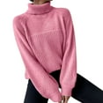 thumbnail image 2 of Ribbed Knit Sweaters for Women Loose Fit High Neck Sweaters Solid Color Comfortable Fall Long Sleeve Pullovers Top Winter Clothes, 2 of 5