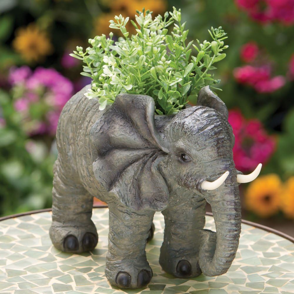 Bits & Pieces Elephant Garden Planter Indoor/Outdoor Safari Plant Holder
