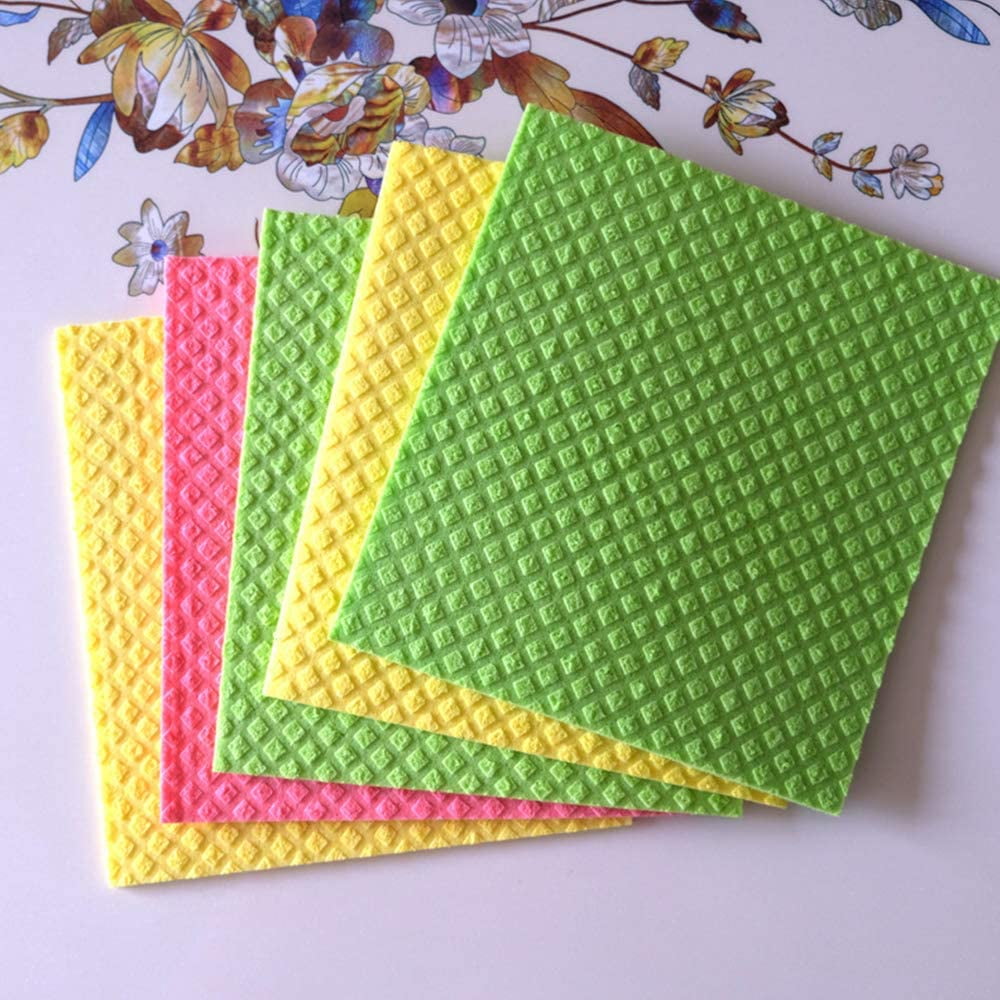 Dishcloth Cellulose Sponge Cloths Bulk 5 Pack of Dishcloth for Kitchen EcoFriendly No Odor