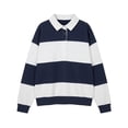 thumbnail image 4 of GPOECD Womens Plus Size Sweatshirt Contrast Collar Pullover Fashionable Versatile Top Long Sleeve Crew Neck Casual Streetwear Tops for Women,Navy,M, 4 of 4