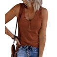 thumbnail image 2 of Sleeveless Women Slim Fit V Neck Button Ribbed Henley Tank Tops, 2 of 4