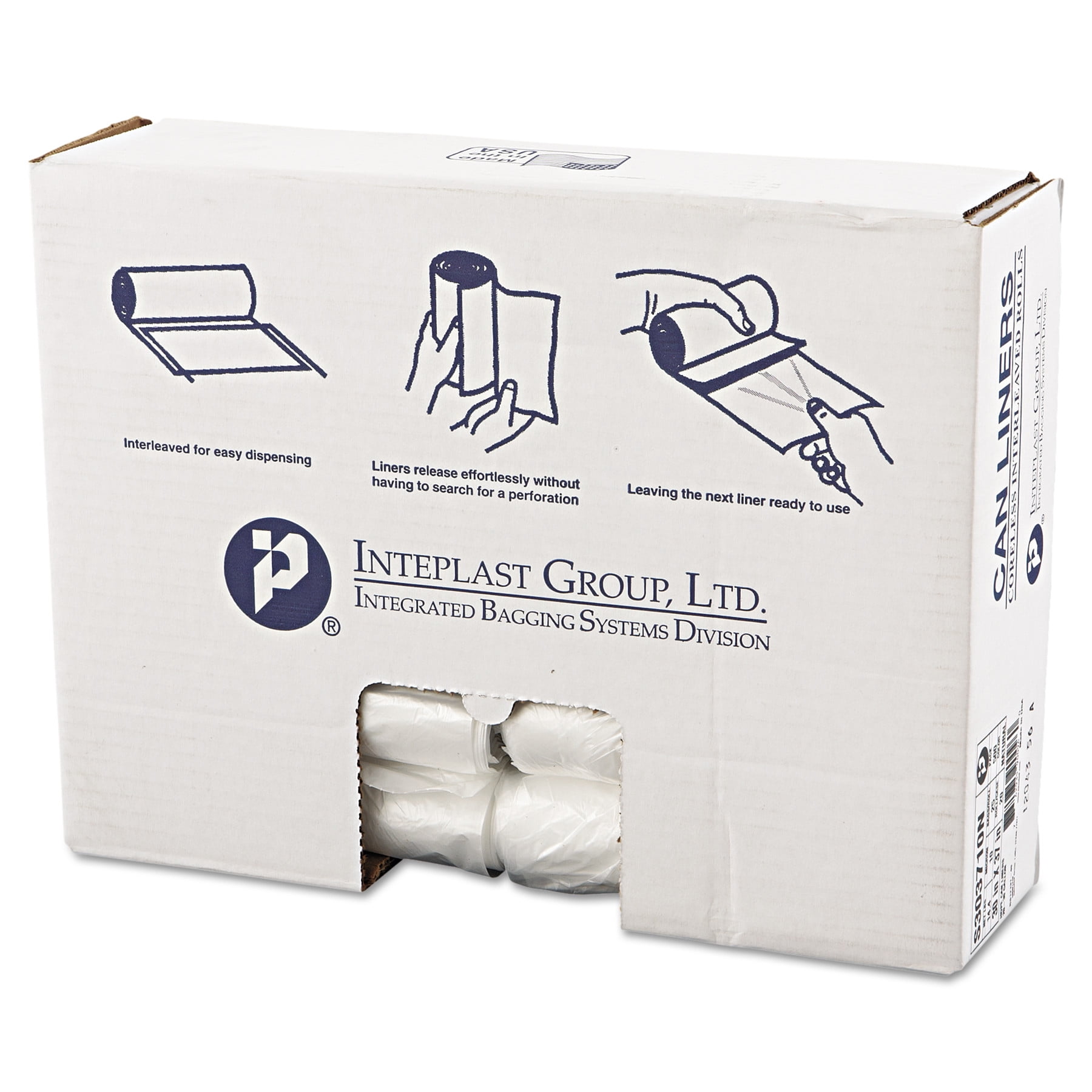 Inteplast Group High-Density Can Liner 43 x 46 60gal 16mic Clear 25/Roll 8 Rolls 