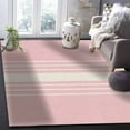 thumbnail image 5 of Area Rugs Indoor Non-Slip Rectangle Rug 5x8 Ft Abstract Modern White Striped Pink Linen Rug Rubber Backing Floor Mats Non Shedding Home Decor Carpet for Entryway Living Room, 5 of 8