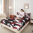 thumbnail image 4 of Castle Fairy Boys Black Red Camouflage 4 Pieces Queen Sheet Sets,Abstract Geometric Ultra Soft Flat Sheet,Queen Fitted Sheet,Breathable Home Decor, 4 of 7