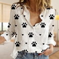 thumbnail image 4 of Printed Blouses Tops Elegant Style Ladies Casual Blouses V Neck Office Work Suit, 4 of 9
