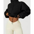 thumbnail image 4 of Women's Full Zip Fleece Short Jacket Warm Winter Long Sleeve Stand Collar Sherpa Crop Coat, 4 of 5