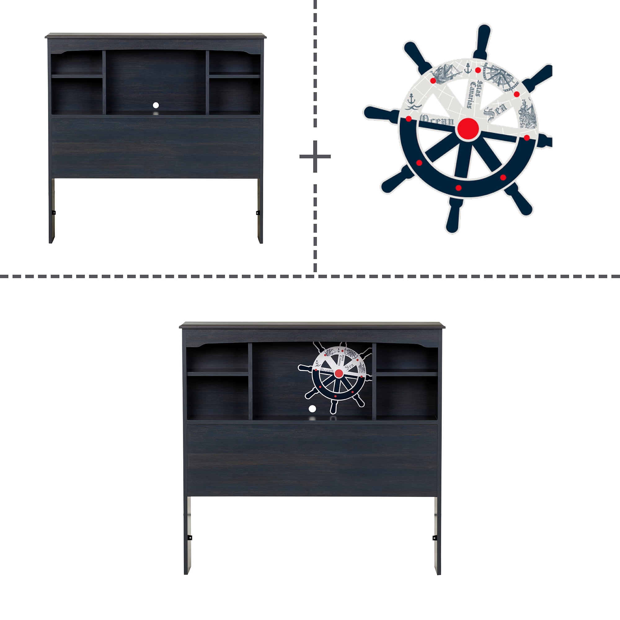 South Shore Navali Bookcase Headboard, Blueberry