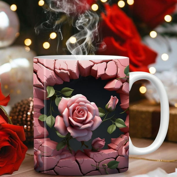 Puntoco Liquidación de artículos de cocina Día de San Valentín Rosa roja Café para el hogar Marca Taza Regalo para parejas