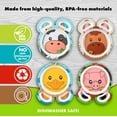 thumbnail image 4 of Bentology Farm Friends Mealtime Feeding Plates- Set of 4 Unique Cute Zoo Animal Pal Dishes for Kids- Horse Pig Duck Cow- Divided Compartments for Food Groups & Easy Grabbing, Dishwasher Safe, 4 of 5