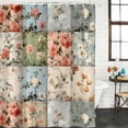 thumbnail image 3 of Spring Floral Waterproof Fabric Shower Curtain,Elegant Checkered Summer Botanical Farmhouse Waterproof Fabric Shower Curtain for Bathroom Curtains Bathtubs Shower Curtains with 12 Hooks Stall 48x72in, 3 of 8