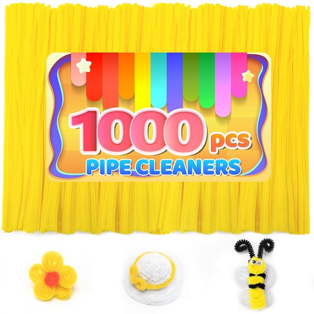 Limpiapipas IOOLEEM con tallos de chenilla amarillos, 1000 unidades